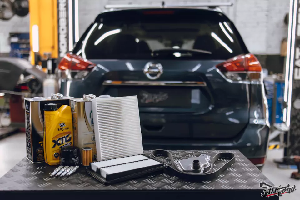 Большое плановое техническое обслуживание Nissan X-Trail и фирменный Шиномонтаж на вибростенде с адаптацией и балансировкой на стендах Hunter